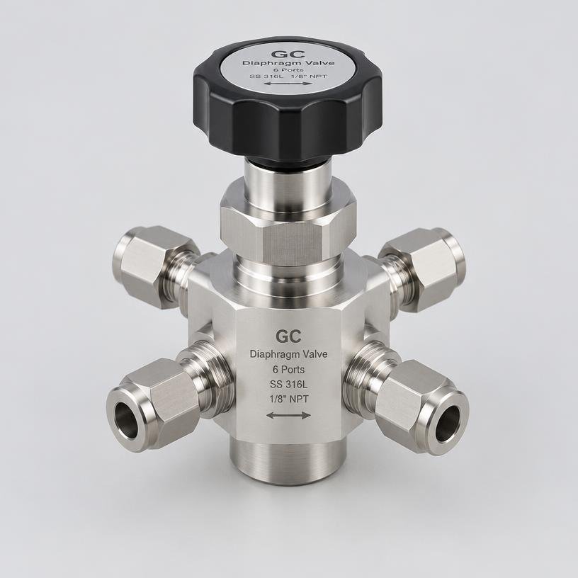 6-Port Injection & Switching Diaphragm Valve, 250°C